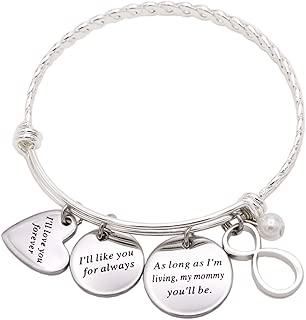 Inspirational Jewelry, I'll Love You Forever Stainless Steel Bangle Bracelet Adjustable - coolthings.us