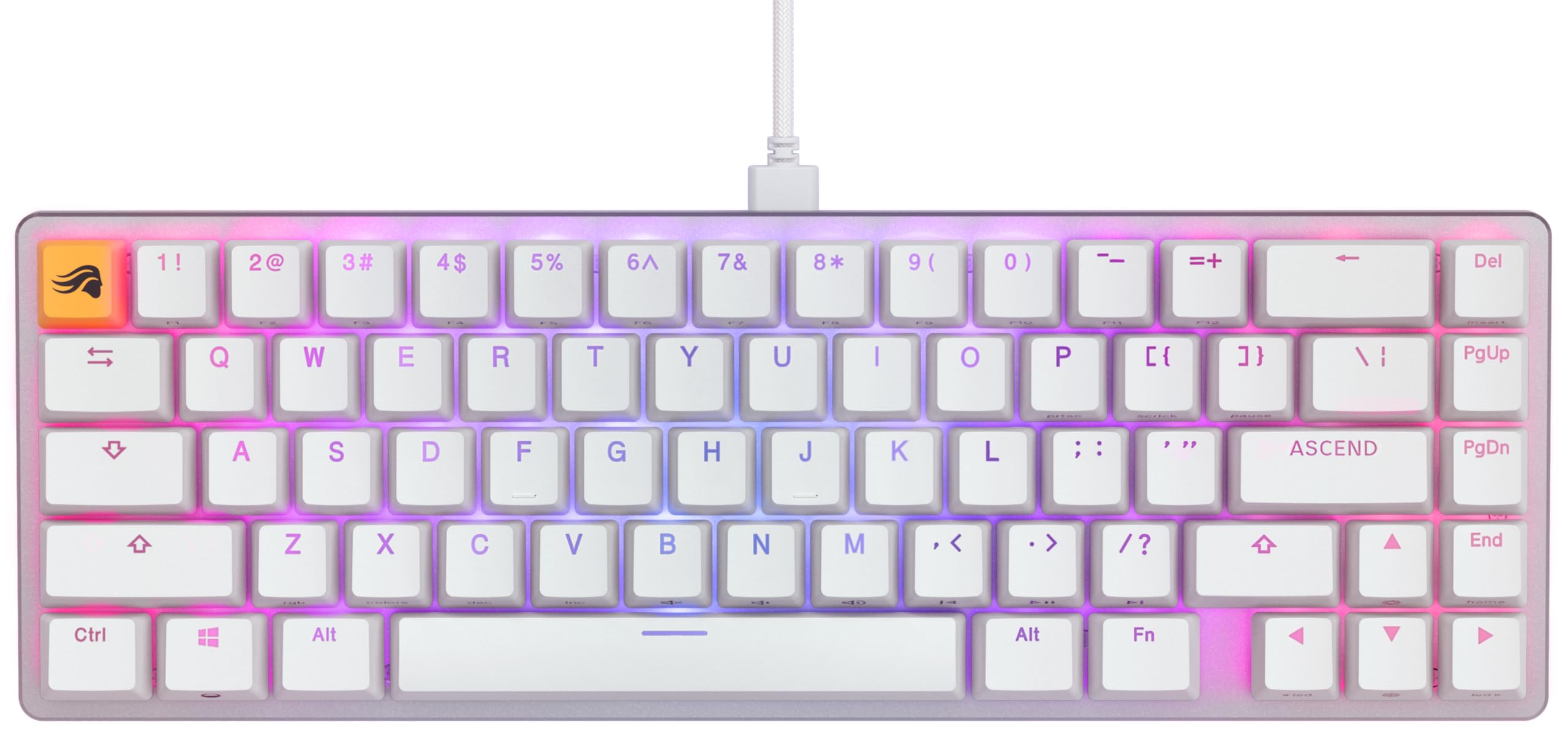 GLORIOUS Gaming GMMK 2 Compact (65%) - Mechanical Gaming Keyboard, Aluminium Frame, Customisable, Doubleshot Caps, Fox Switches, Per Key RGB, Full NKRO - American QWERTY Layout - White