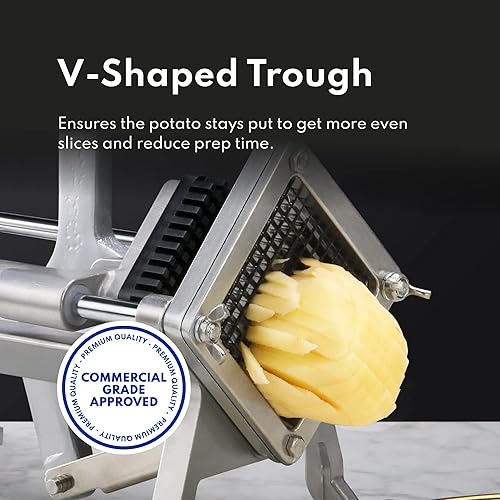 Miniatura 4 de New Star Foodservice 1028966 Cortador de papas fritas extra resistente 14" con soporte de pared, encimera fija o montaje en pared, plata