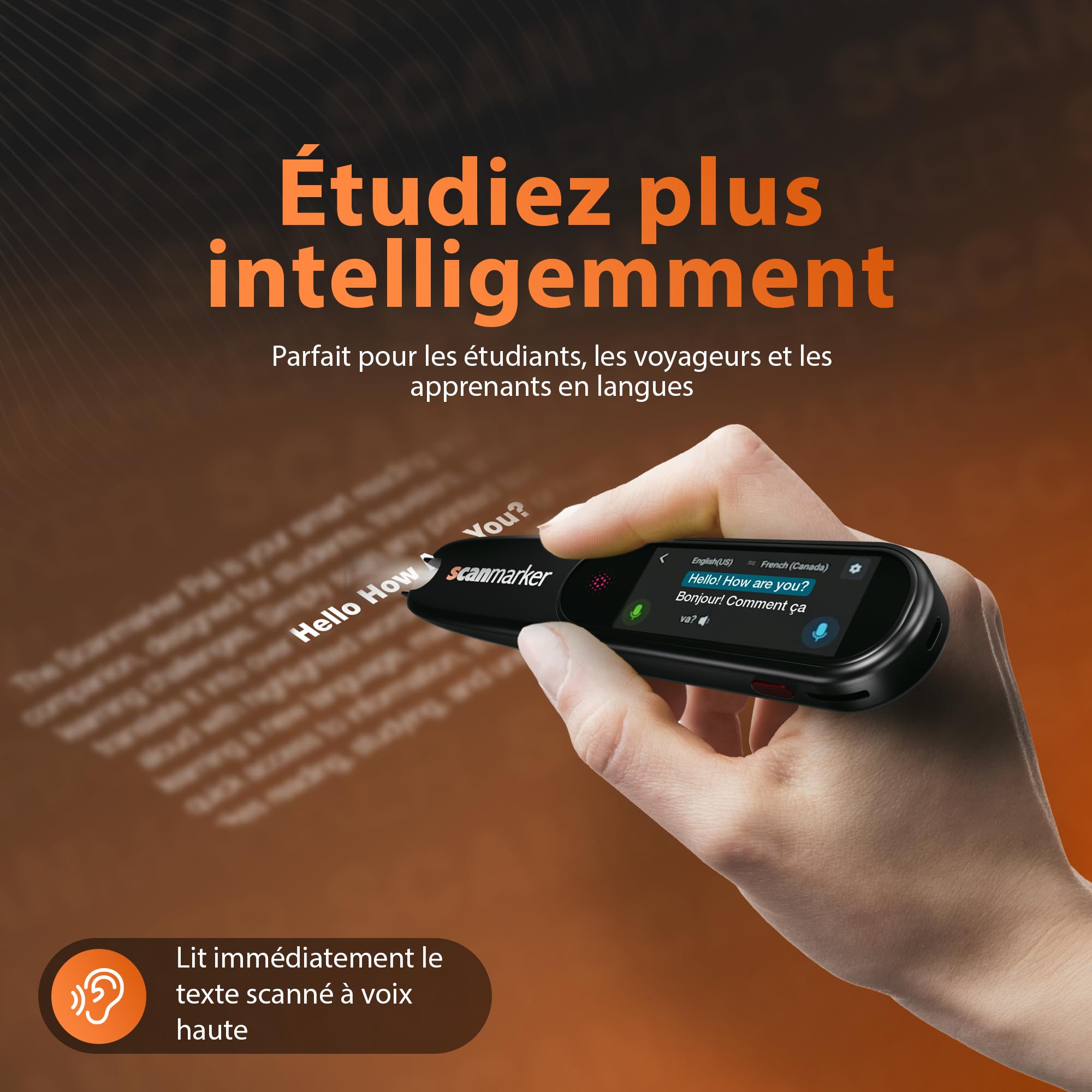 Scanmarker Pal Écran Interactif Stylo Traducteur Langue Instantanée Lecture Dyslexiques Scanner sans Fil Traduction 100+ Langues