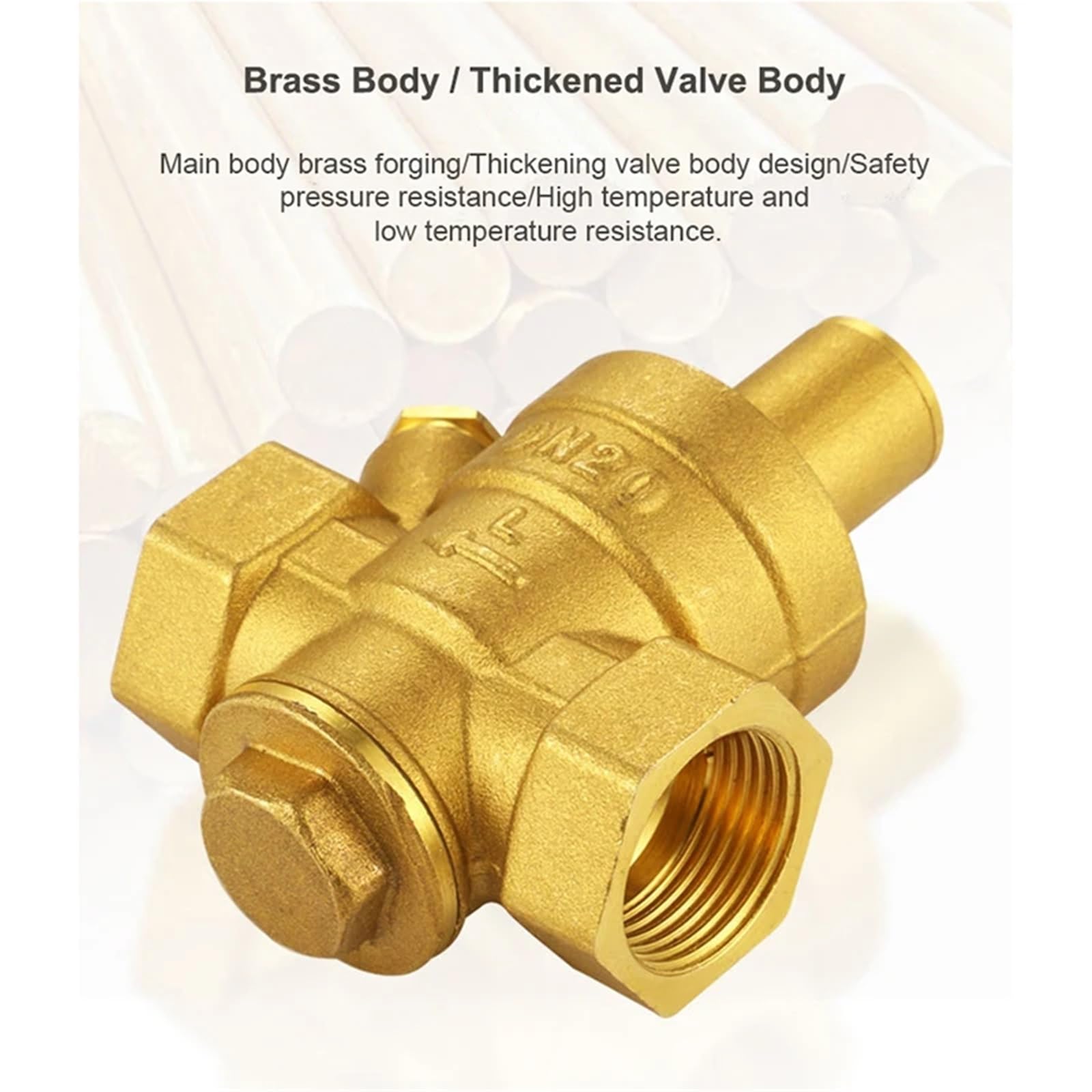 Válvula Reductora Presión Válvula reductora de latón 1/2 ", 3/4", 1, 2", DN15, DN20, DN25, DN50, hilo femenino, calentador agua, regulación presión tubería doméstica(1",Valve With Gauge)