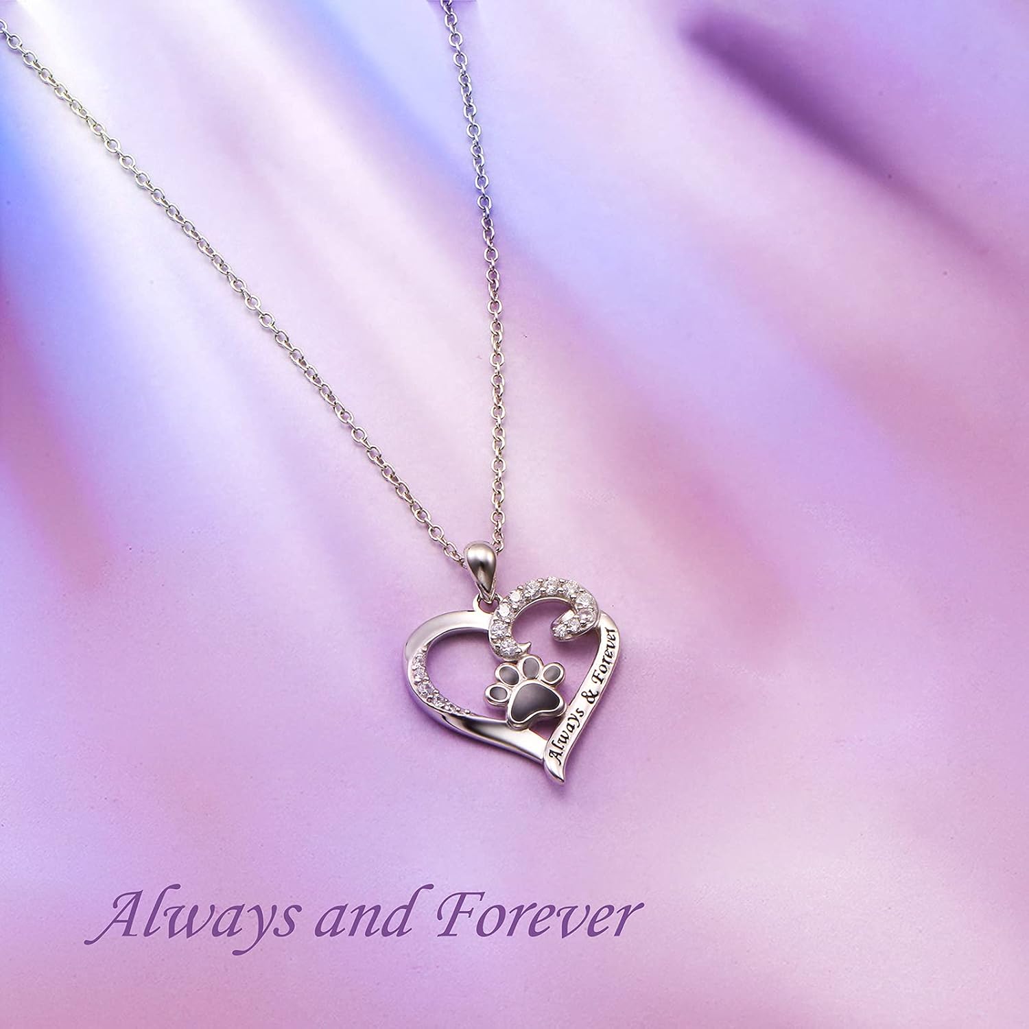 Ladytree S925 Sterling Silver Puppy Dog Cat Pet Paw Print Pendant Necklace 18 inches - Image 5