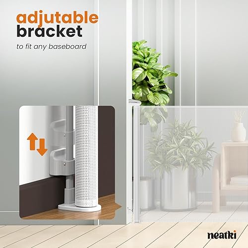 Miniatura 5 de Puerta retráctil para bebés para escaleras, sistema de doble bloqueo, 190 x 42 pulgadas, extra larga, duradera, multiuso, puerta de seguridad para