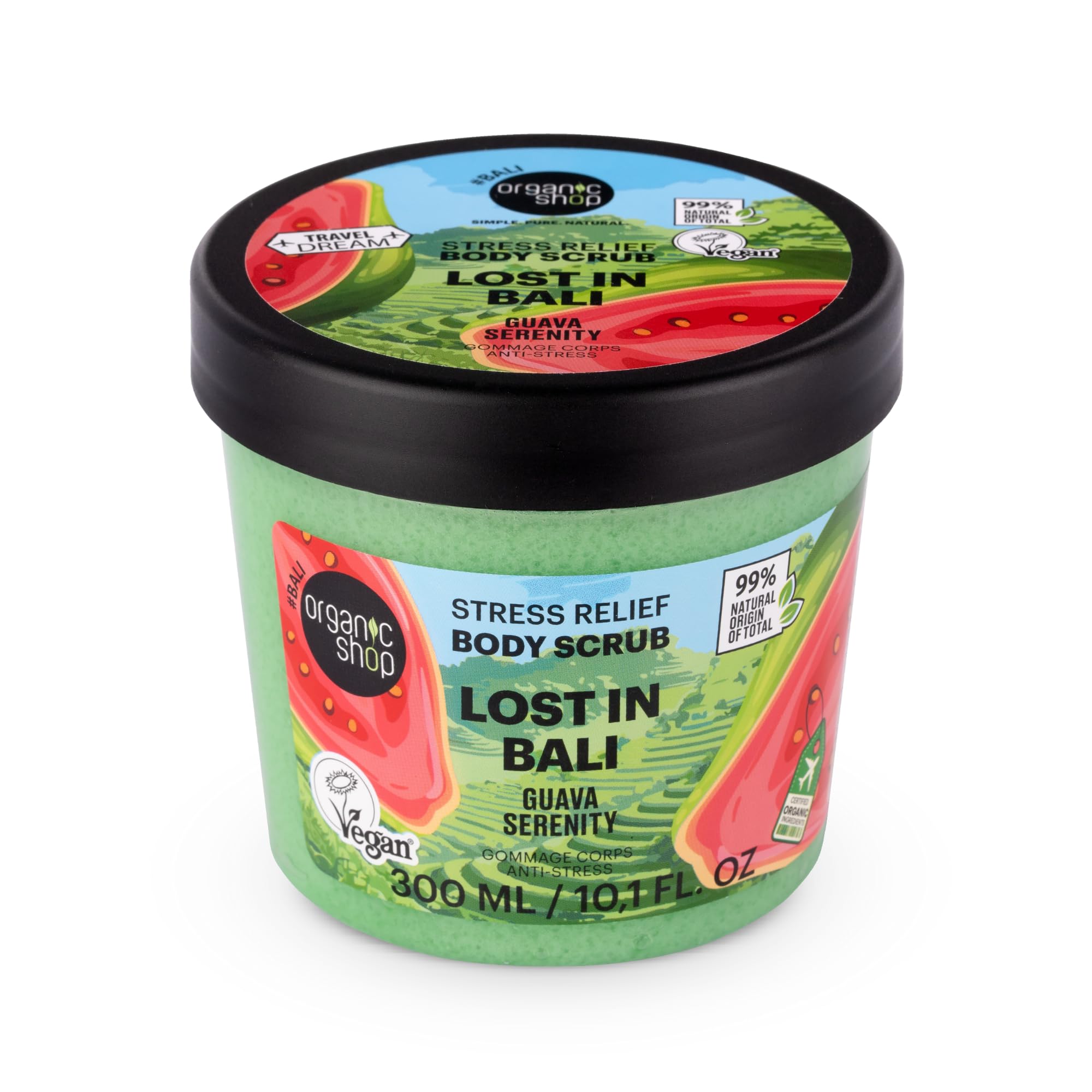 Organic Shop Lost In Bali Stress Relief Body Scrub. Guava Serenity, 300Ml