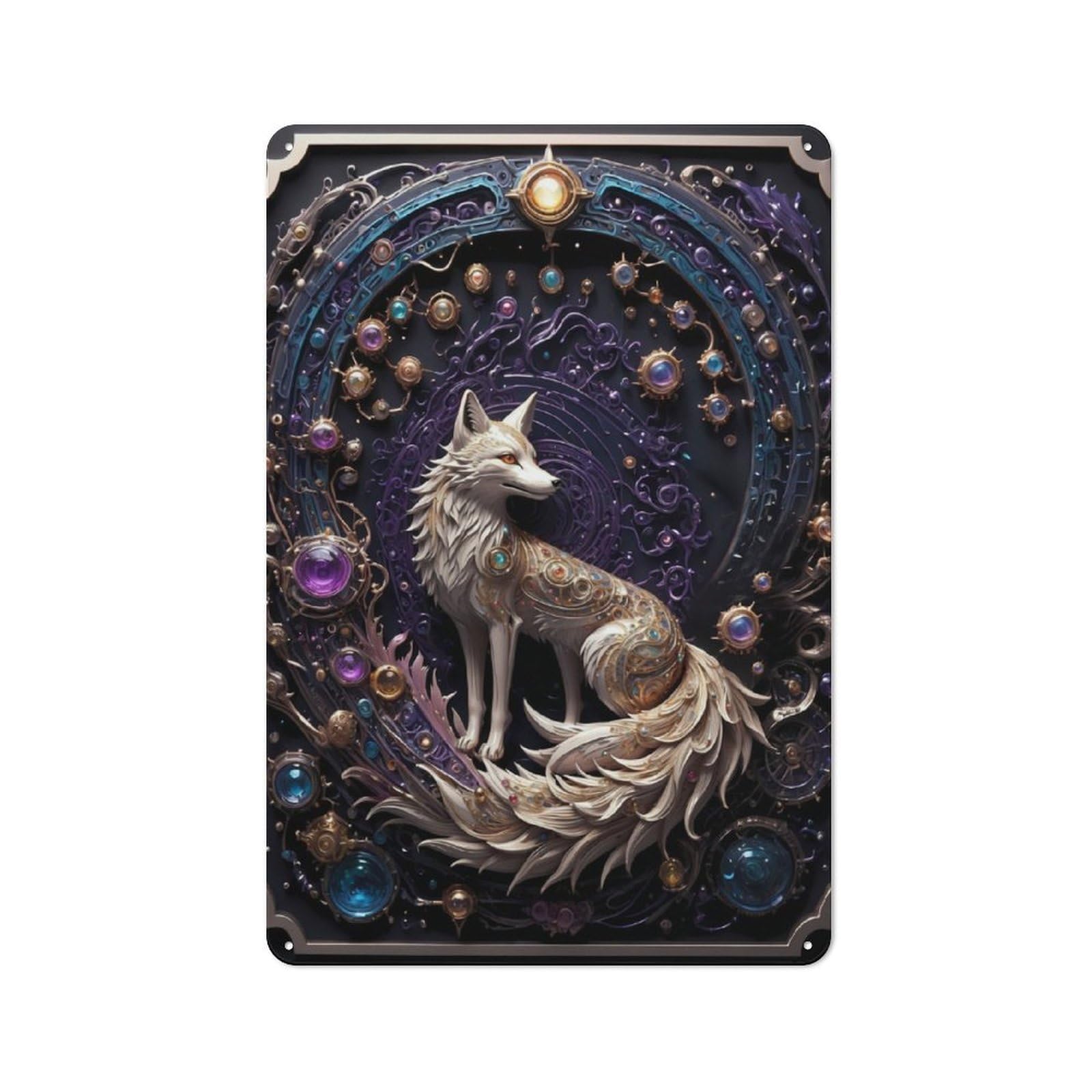 Junmoney Steampunk Fox Art Tin Wall Plaque 30X20cm With For Dining Room Or Kitchen, Tin Sign Wall Decor For Kitchens And Dining Spaces