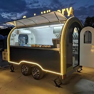 Mobile Food Truck & Fully Equipped Food Trailer - Commercial Grade for Coffee, Ice Cream, Hamburgers & Fries - Concession Vendor Cart for Street Food Business