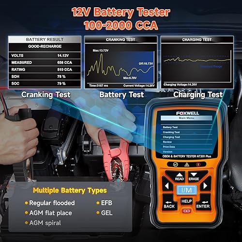 Miniatura 5 de FOXWELL NT301 Plus 2 IN1 OBD2 Probador de batería + lector de código NT301 herramienta de escaneo mecánico de datos en vivo OBDII herramienta de