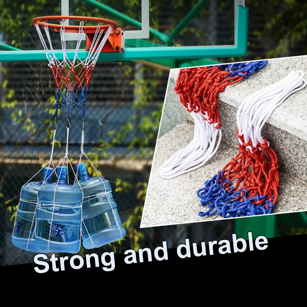 Rete per Canestro da Basket,2 pezzi Ricambio Rete da Basket,Canestro da Pallacanestro Rete Blu Rosso Bianco, per uso sostitutivo all'interno o all'esterno