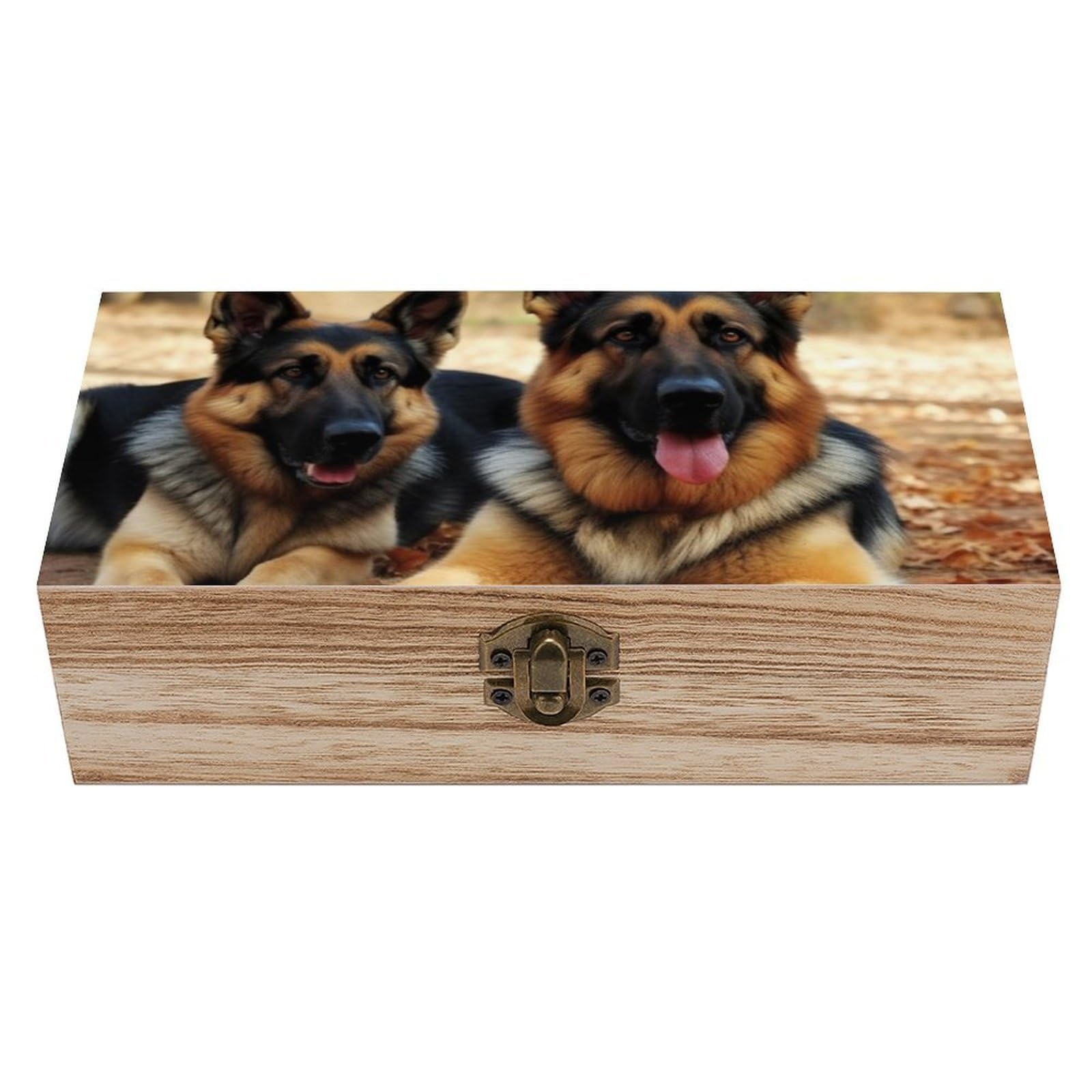 QMKFWT Wooden Jewelry Box Beautifully Keepsake Box Trinket Box Keepsake Storage Organizer German Shepherd Dog Handmade Wooden Box for Storing Jewelry, Coins, Tartot Cards, Small Treasures