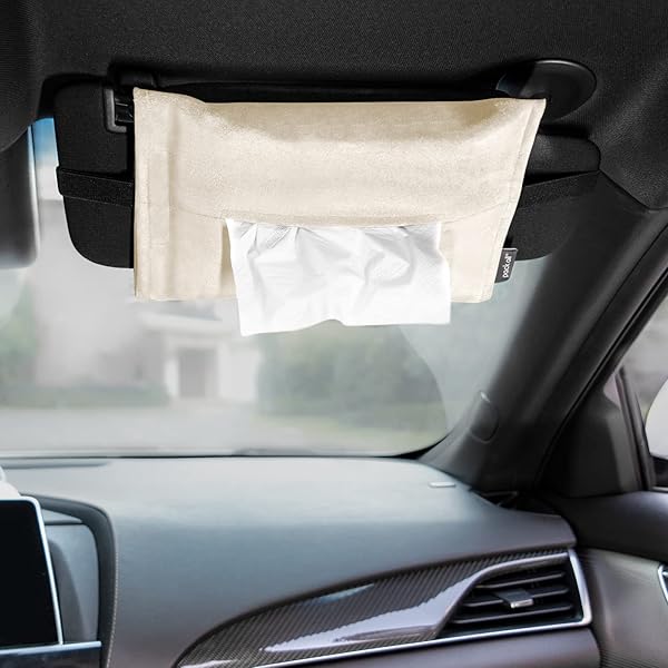 pack all Car Tissue Holder, Premium Microsuede Sun Visor Napkin Dispenser, Wipes Case for Backseat, Vehicle Accessories (Beige)