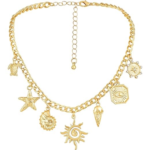 Vintage Starfish Turtle Pendant Necklace