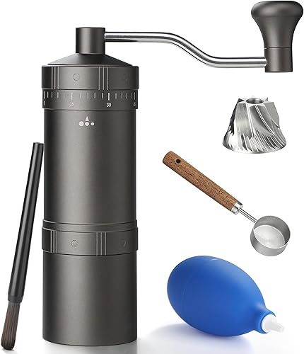 Molinillo de café manual con rebaba cónica de acero inoxidable de 7 estrellas, molinillo de café portátil con ajuste de molienda ajustable externo disponible en Yaxa Colombia