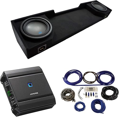 American Sound Connection Paquete compatible con Chevy CK Silverado Ext Truck 1988-1998 Alpine Type S S-W10D2 Dual 10" Sub Box Enclosure con Con