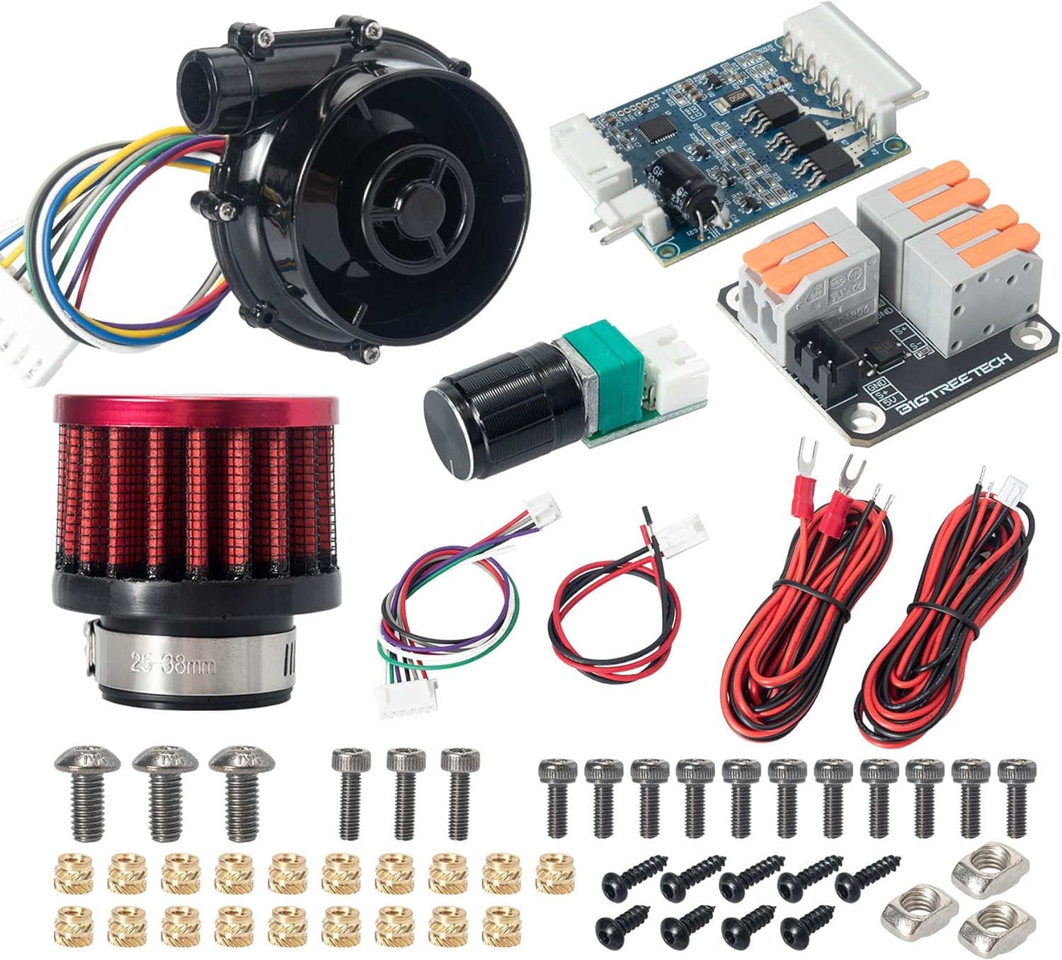 BIGTREETECH Kit turbo universel 24 V Brushless Centrifugal WS7040 BLDC Blower Fan 6,5 kpa Blower Fan Kit avec adaptateur contrôleur universel et filtre à air pour Voron2.4, VzBot, HevORT
