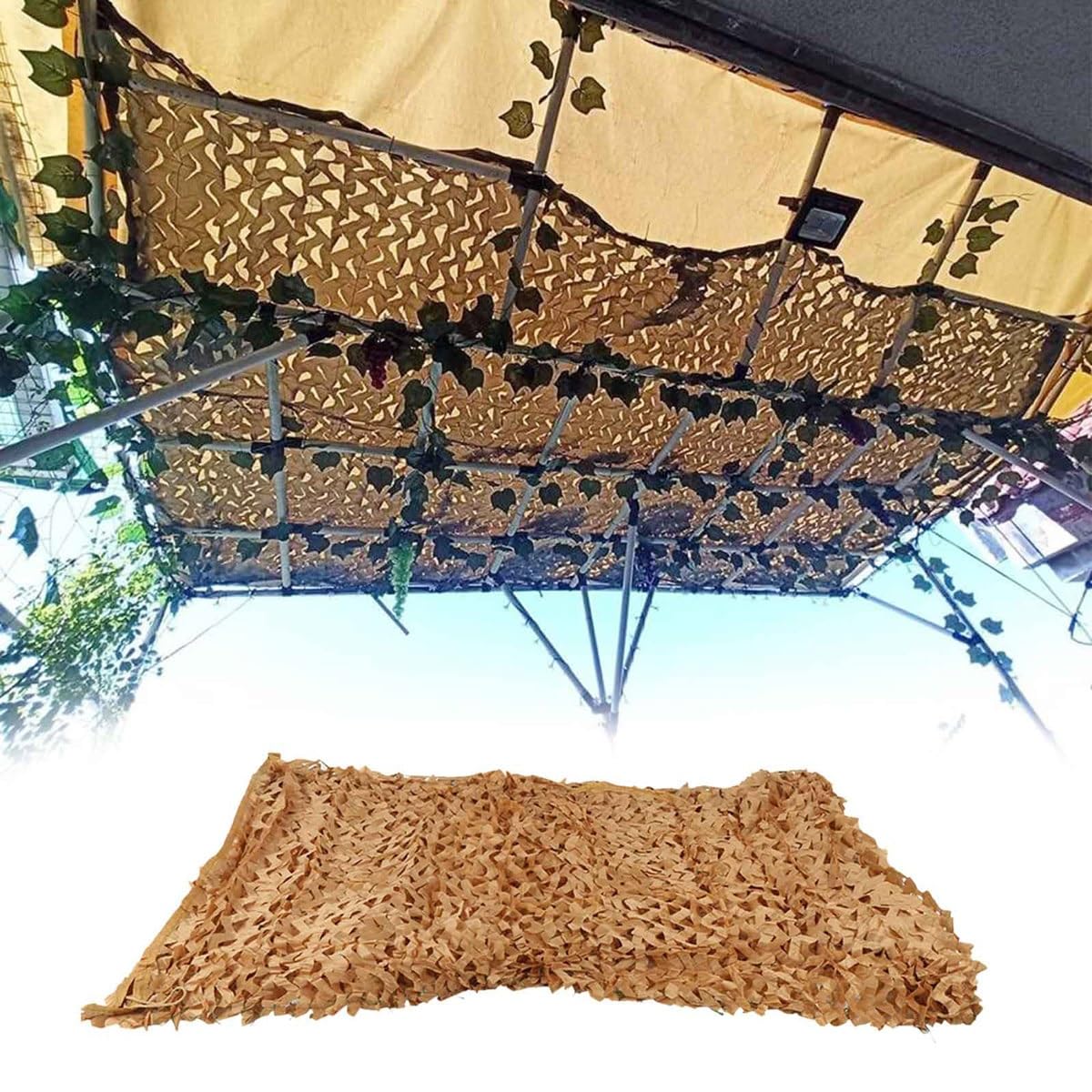 Red de Camuflaje Desierto Ligera, Malla de Camuflaje para Ocultación y Privacidad, Pantalla Solar Transpirable para Balcón Caza y Observación de Aves