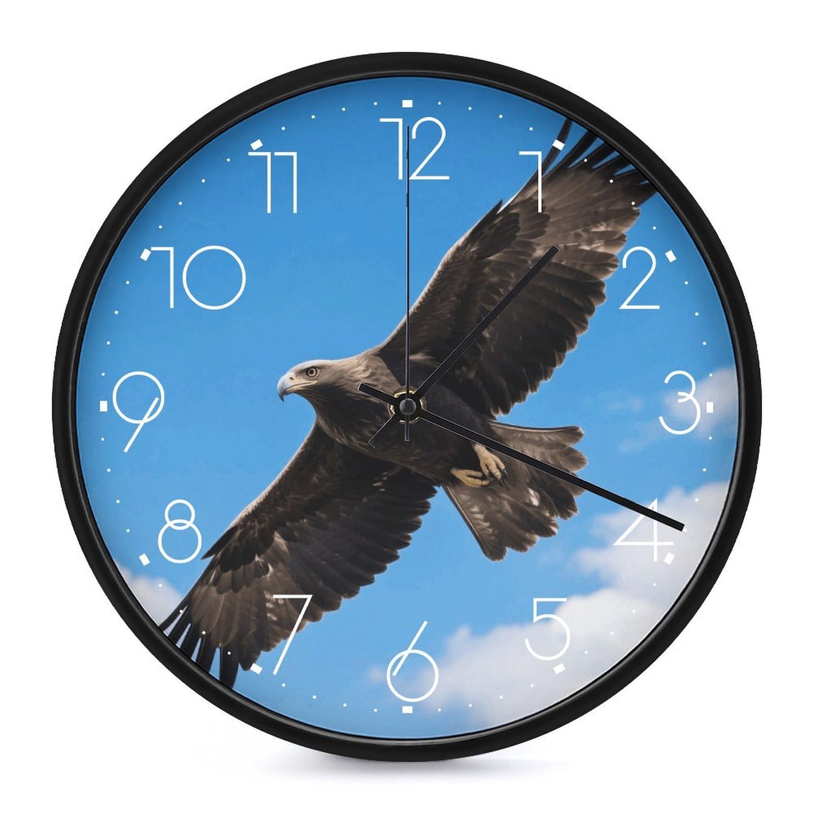 Horloge murale Aigle pour décoration maison et bureau - Pendule ronde de salon
