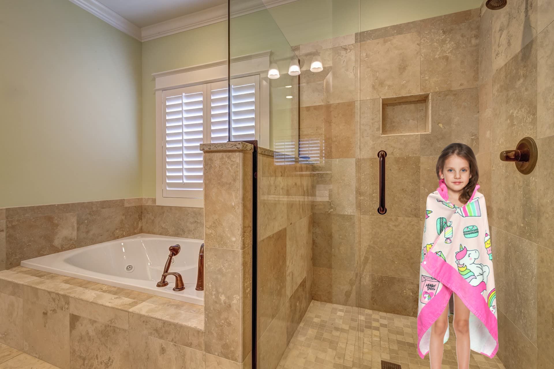 Toalla de baño con capucha para niños, unicornio, grande, 50 x 30 pulgadas, algodón, suave, absorbente, con capucha para niños pequeños, niños, niñas, envoltura/bata de baño para piscina, viajes,