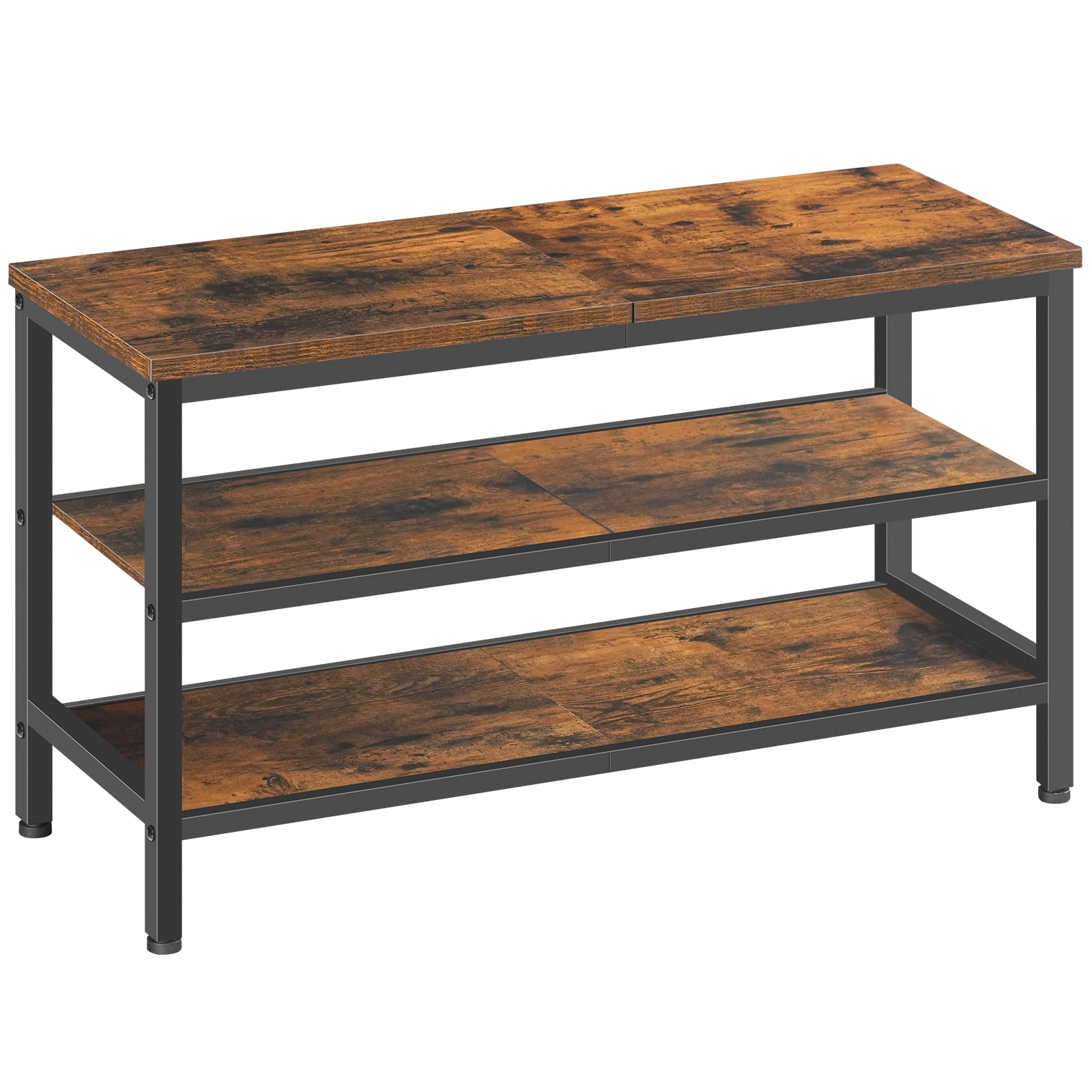 YATINEY Wooden Shoe Bench, 3-Tier Industrial Shoe Storage Bench, Sturdy Shoe Rack Bench with Storage for Entryway, Living Room, Halley, Space Saving,