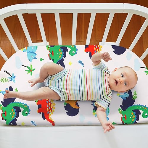 Miniatura 5 de Mixweer Juego de 4 sábanas para cuna para bebé, portátil, cómodas, suaves, transpirables, para regalos de bebé, para el hogar, cuarto del bebé,