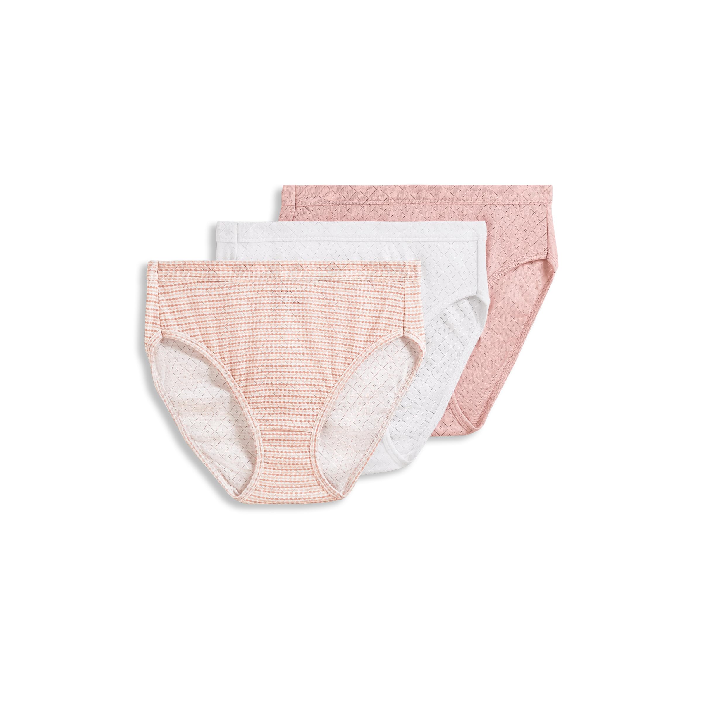 Women's Underwear Elance Breathe French Cut - 3 Pack, White/Seashell Rose/Neutral Rose Horizon, 6