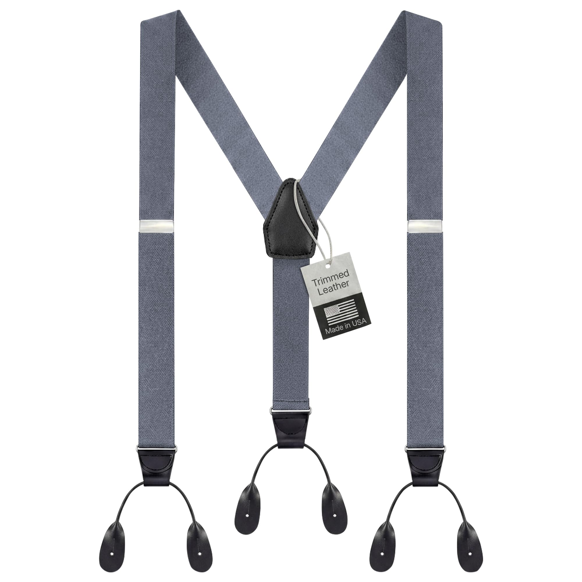 HOLD'EM Tuxedo Button Suspenders for Men – Mens Dress Suspenders Formal | 100% Genuine Leather | Made in USA | Regular &amp; Tall