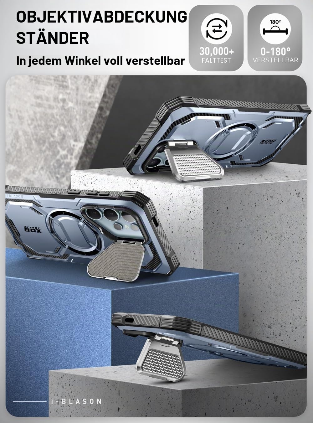 i-Blason Armorbox Schutzhülle für Samsung Galaxy S24 Ultra, MagSafe mit Kamera-Abdeckung, Ständer, [unterstützt kabelloses Ladegerät], 360-Grad-Ganzkörper-Hülle mit Displayschutzfolie und Ständer,
