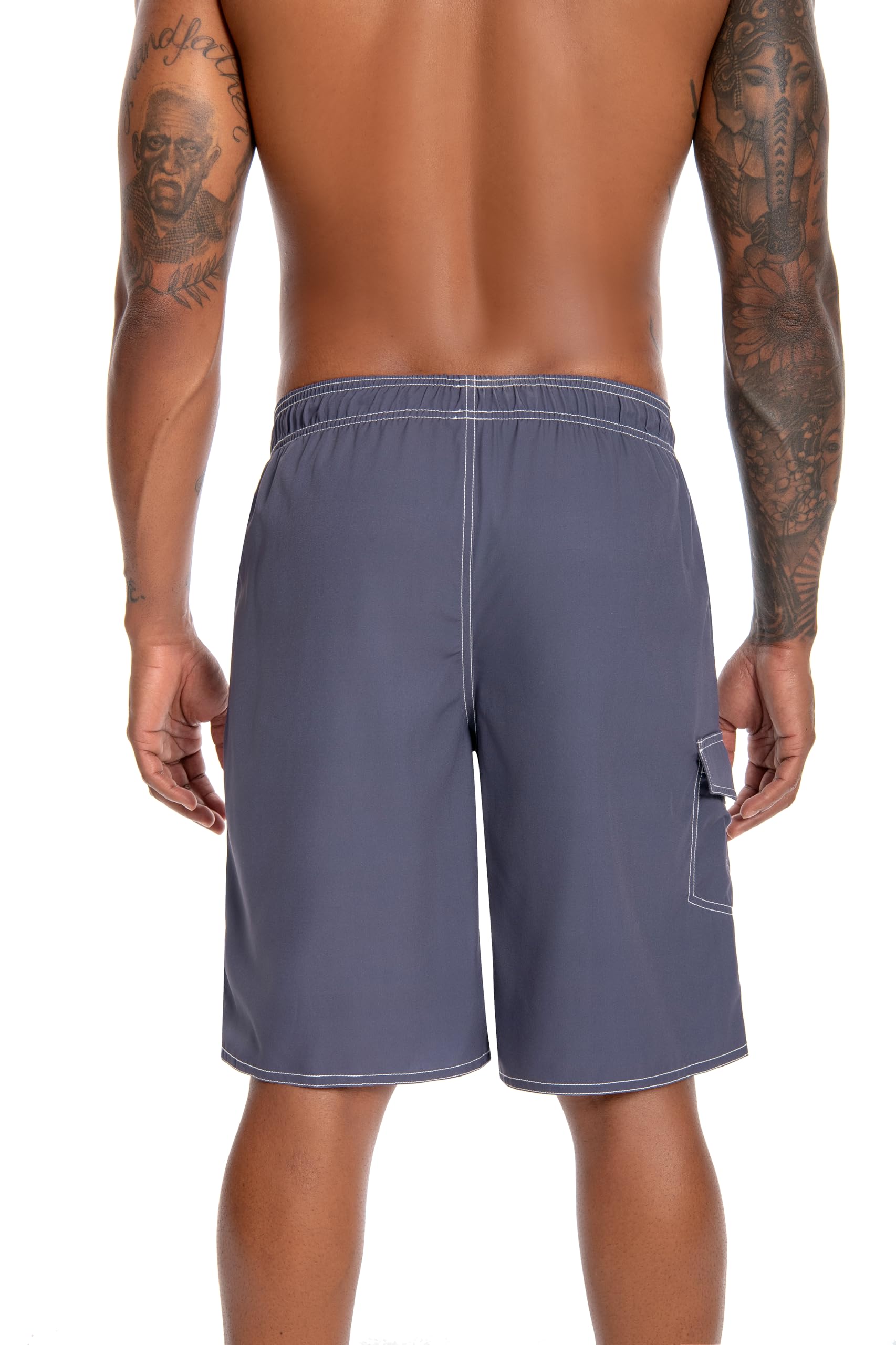 Nutria Pantalón Playa Hombre - Rodilla con Malla, Secado Rápido, UV, Cintura Elástica+Ajustable, 2 Bolsillos + Velcro - para Nadar, Deporte y Paseo