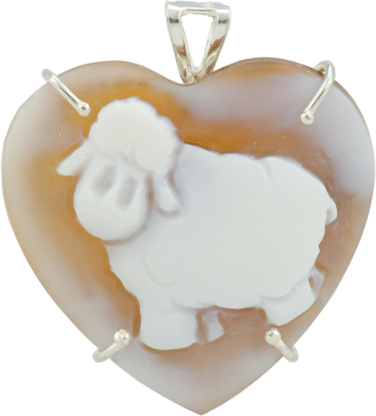 Sheep Cameo Brooch/Pendant - Christian Sheep Heart Sardonyx Cameo Brooch/Pendant 25x25mm