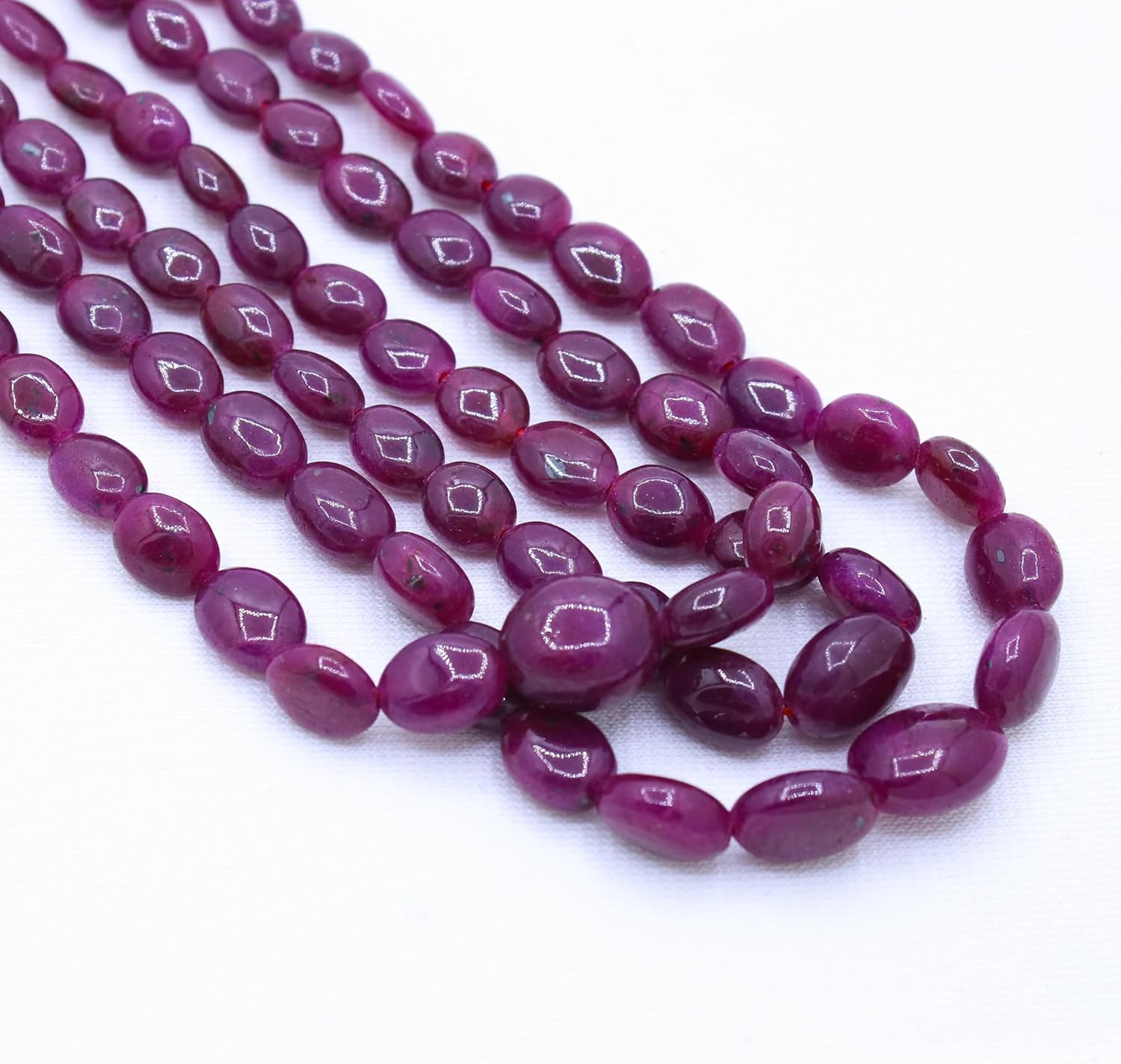 Memoria Cabochon Cut Ruby 3 Strand Mala Necklace Women Jewelry Necklace 3 Layered Bead Wedding Necklace Engagement Jewelry Gift For Birthday