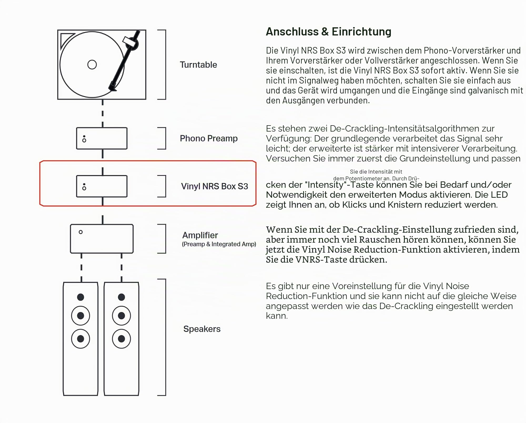 Pro-Ject Vinyl NRS Box S3, Rauschunterdrückung mit De-Crackle-Funktion zur Reduzierung von Klicks und Knacksern (Silber)