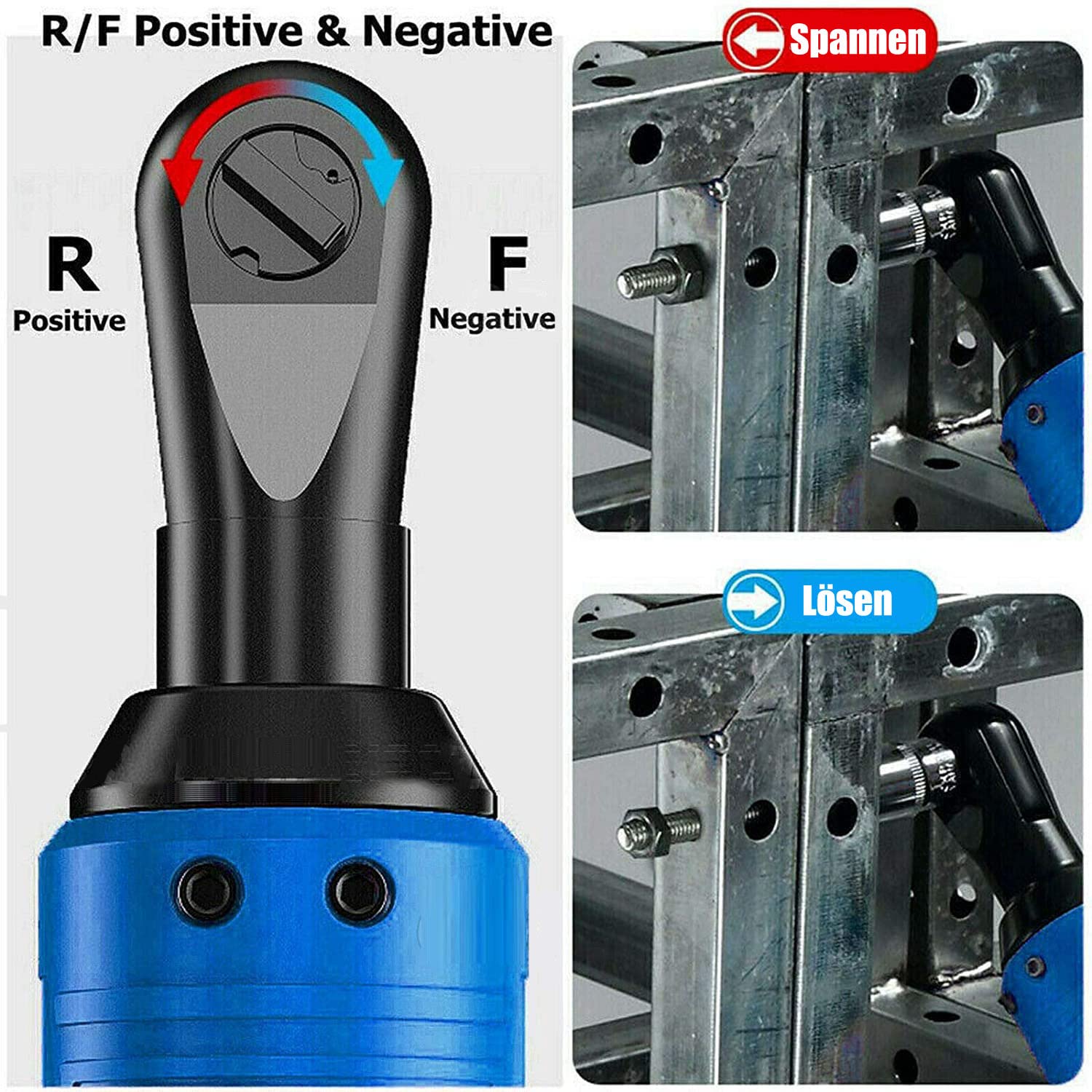 HSHa Llave de carraca con batería para instalación de travesaño, controlador de motor multifunción, herramienta de bricolaje, llave de carraca eléctrica con luz de trabajo LED, llave de carraca con