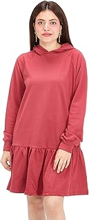 ديفاكتو سويت شيرت بغطاء للرأس واكمام طويلة وتنورة محبوكة باكمام طويلة للنساء، لون رويال مقاس S