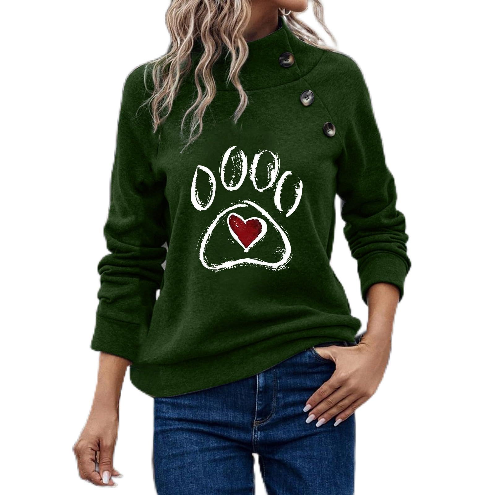 AopirtaWomen's Round Neck Printed Color Fashion Top Long Sleeve Top Sweatshirts pink santa sweatshirt