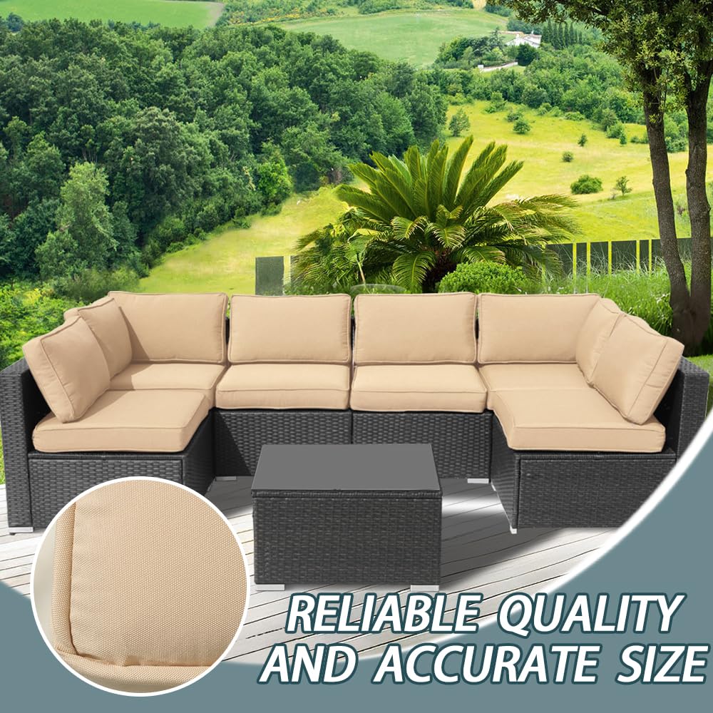 Best Cushions for Patio Furniture in 2026: 5 Top Picks 3 Frxeyaliz 14Pcs Outdoor Cushion Covers Replacement Washable w/Zipper for 6-Seate — product photo