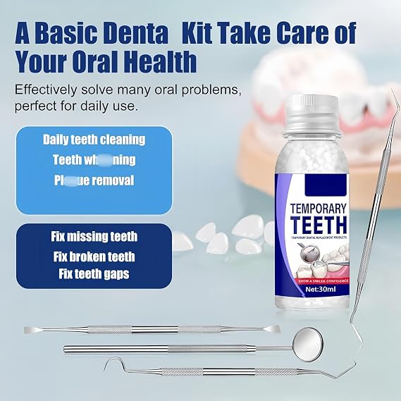 Tooth Filling Repair Kit, Temporary Tooth Repair, Temporary Tooth Filling Repair Kit, Filling Repair Beads for Fixing Missing Teeth, Reusable Fake Teeth Repair Beads for Broken or Missing Teeth