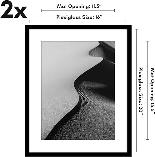 Vista 70 de Americanflat Portarretratos de 8 x 12 pulgadas con plexiglás pulido, juego de 2 portarretratos de 6 x 8 pulgadas con paspartú o para fotos de 8 x 12