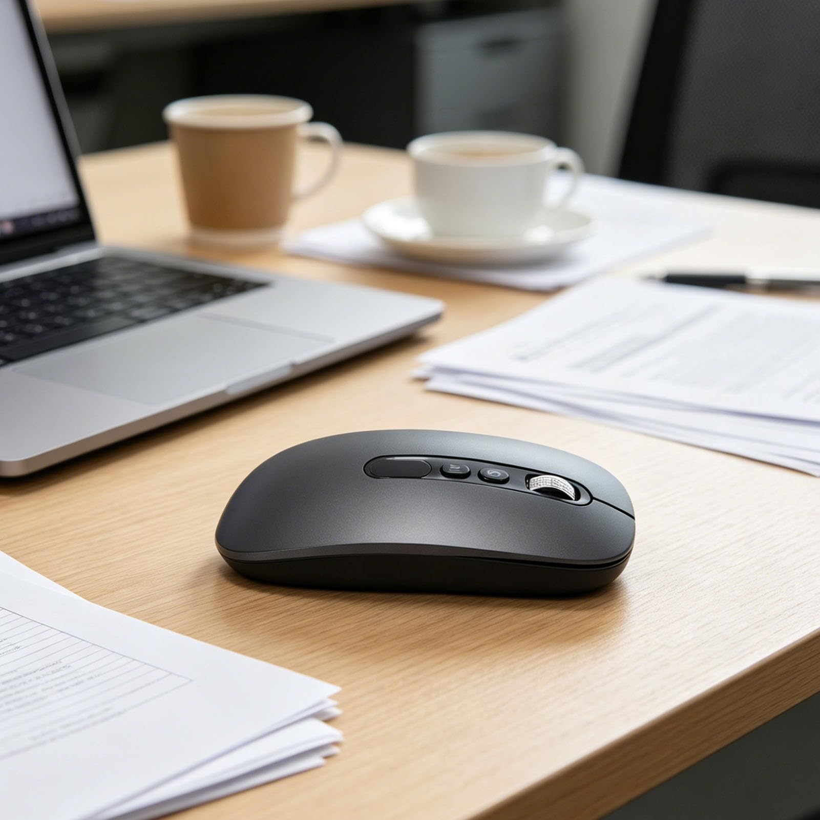 Sxhlseller AI Voice Mouse, 120 Sprachen Echtzeitübersetzer mit Spracheingabe 400 Wörter Pro Minute für Laptop Desktop Tablet, Kabelgebundenes Bluetooth 2,4 G (Black)