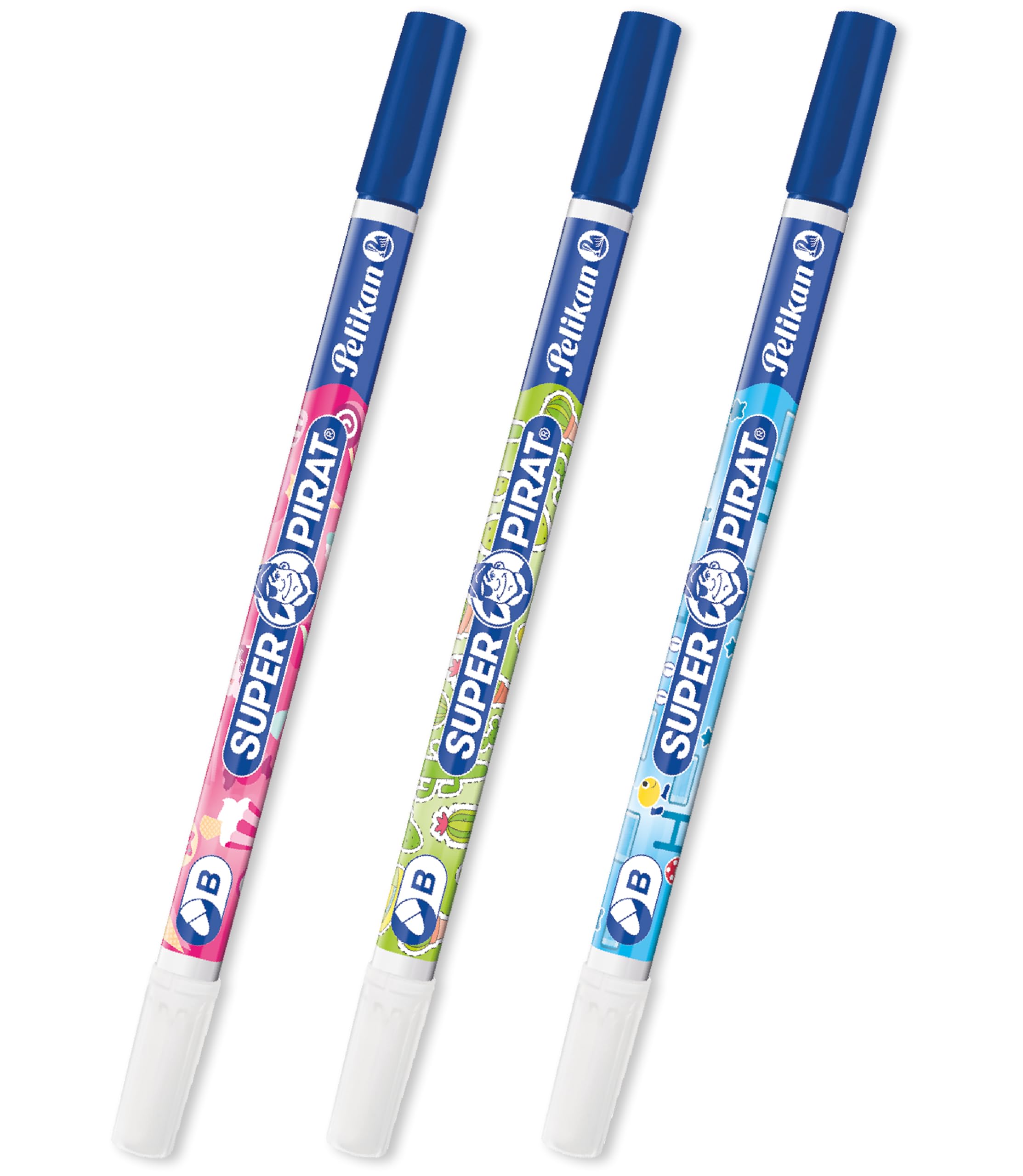 Pelikan Tintenlöscher Super Pirat, Set mit 3 Tintenkillern, Strichstärke B (breit)
