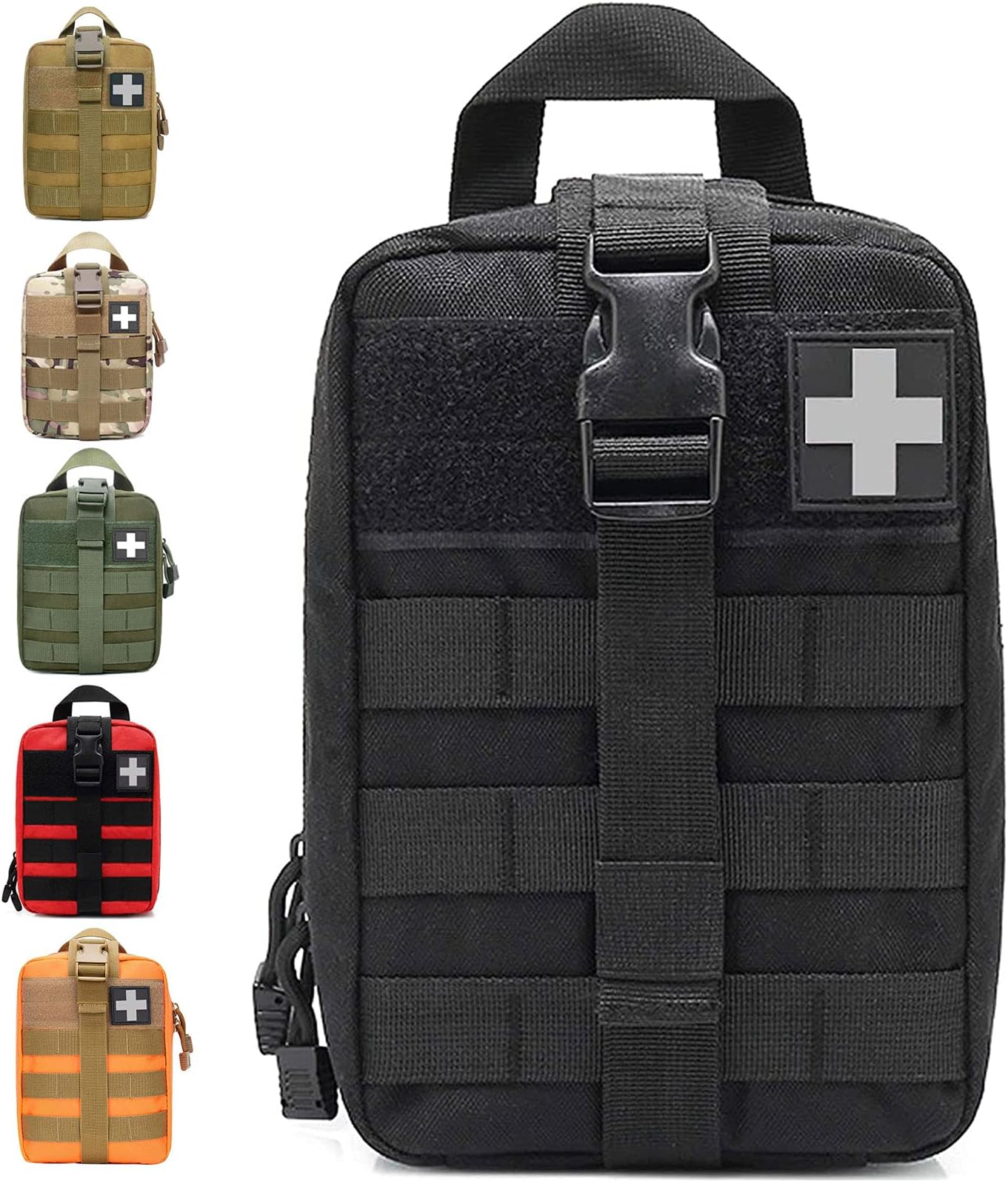 Molle Medical Pouch, Tactical First Aid Pouches Empty, Duty Belt EMT Bag, Black