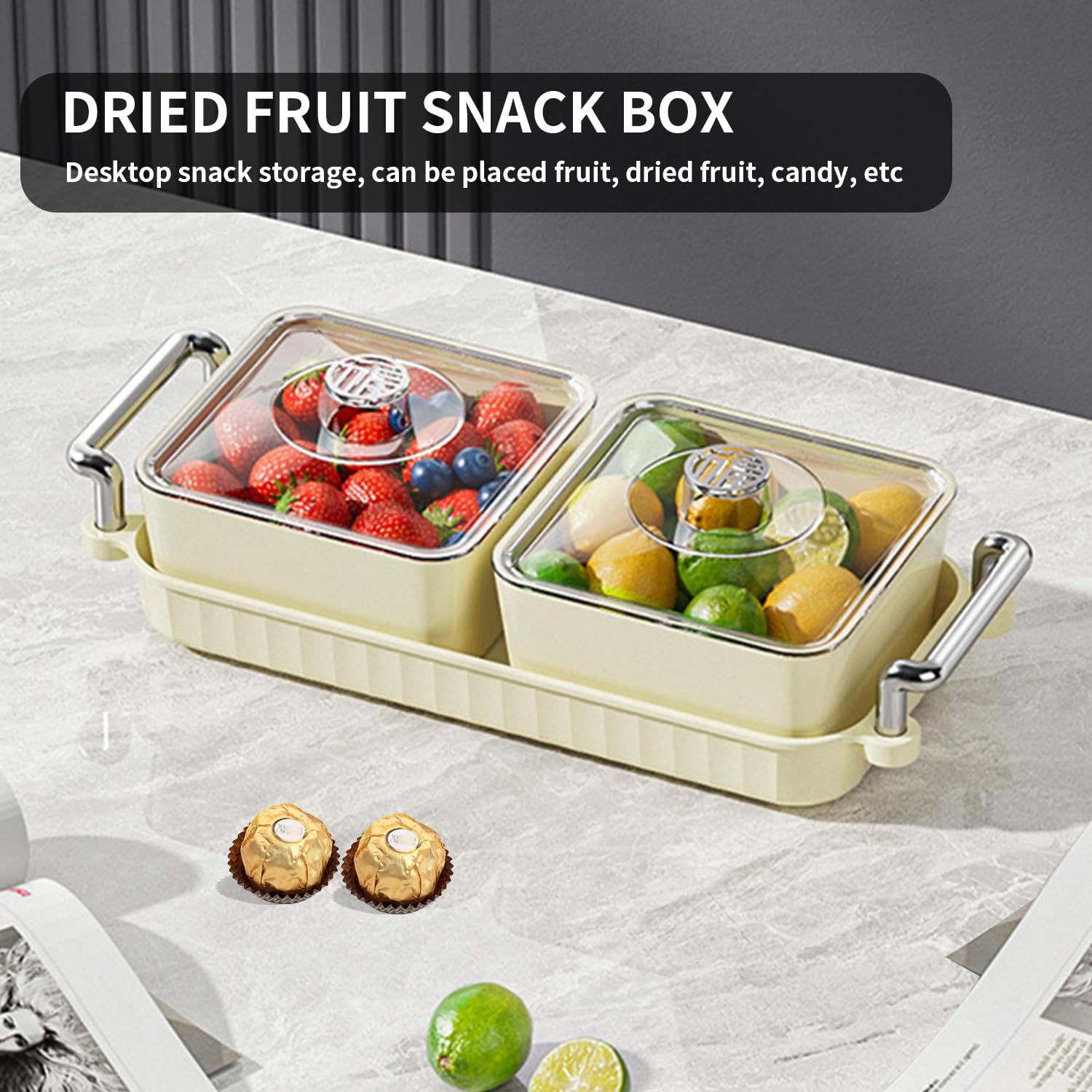Boîte à Snacks Avec 4 Compartiments Amovibles - Plateau Divisé Avec Couvercle Hermétique - Lavable Au Lave-vaisselle
