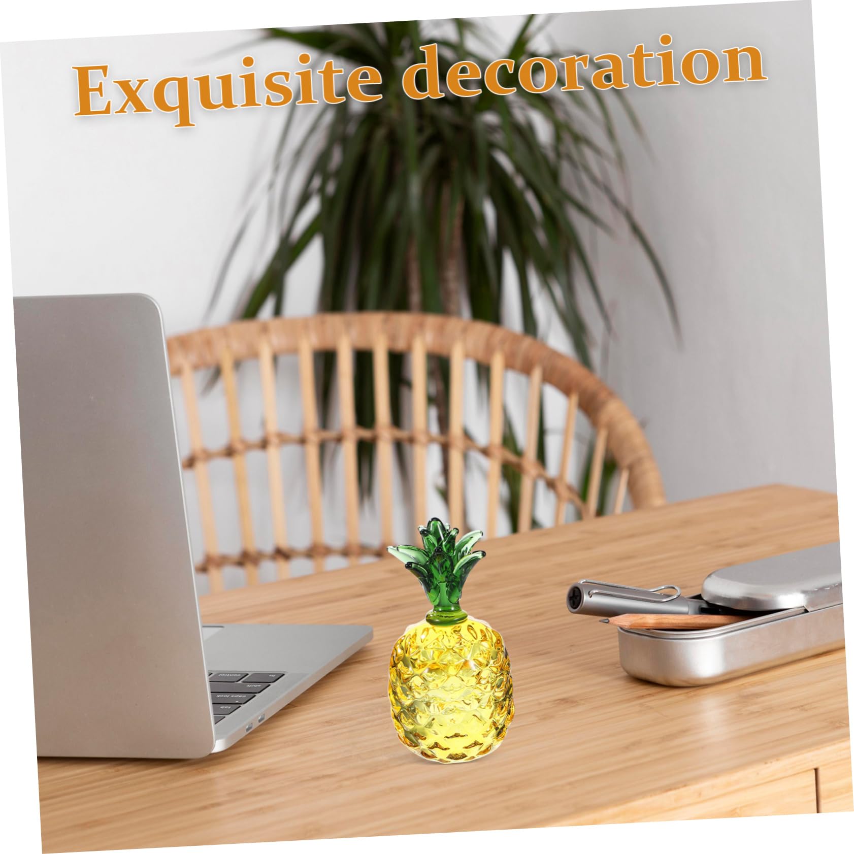 Cabilock 8 Piezas De Adornos De Cristal Decoración De Piña Estatua De Piña Frutas De Piña Falsas Fruta Simulada Decoración De Piña Pequeña Estatuilla De Fruta Decoración De Aula De Piña