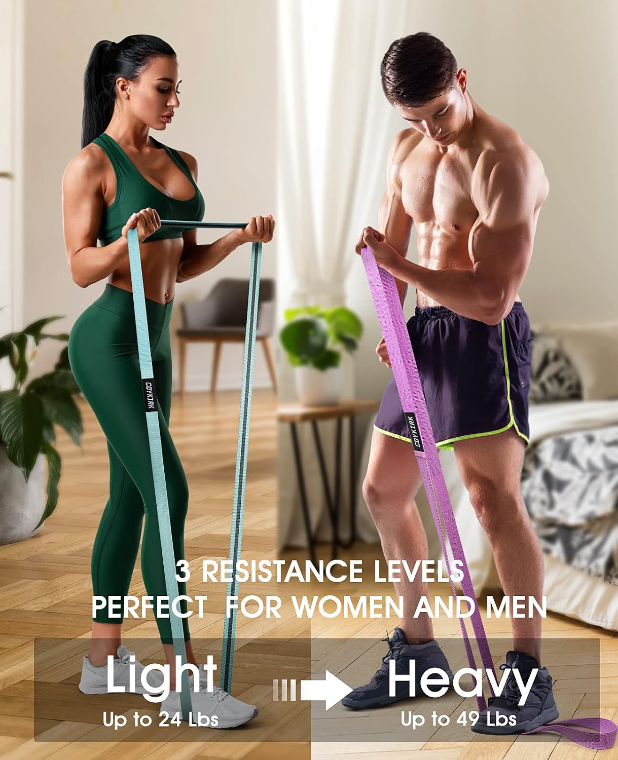 COYKIRK Resistance Bands Set, Pull Up Bands, Bands for Working Out Fabric Resistant Bands for Resistance Training, Physical Therapy, Home Workouts (Pink, Purple, Green)