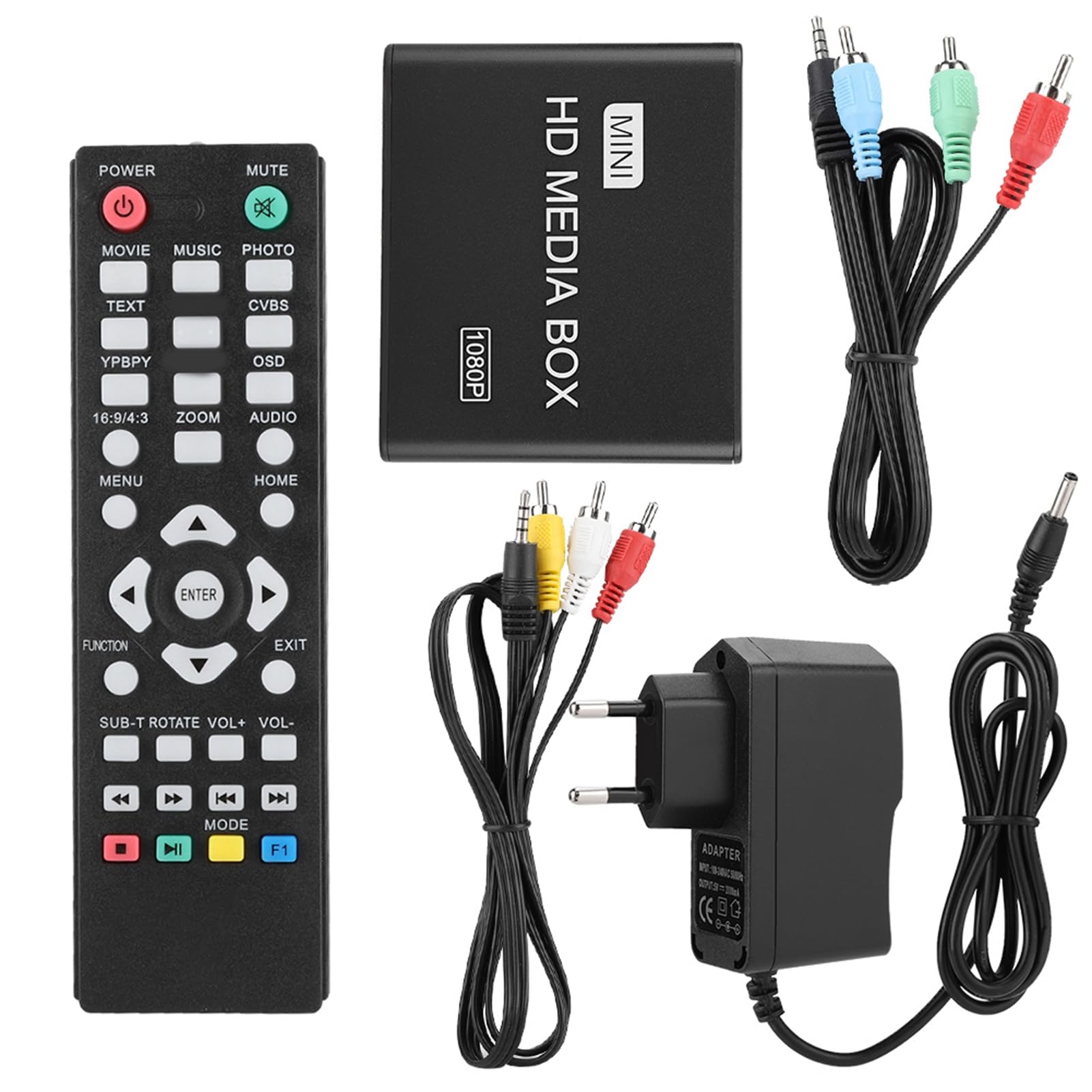 Garsent Lecteur Multimédia HDMI, Mini 1080P Full HD Lecteur Vidéo Multimédia Numérique Support Carte SD/MMC, Disque U, Disque Dur Périphériques de Diffusion Multimédia Multiples.(EU)