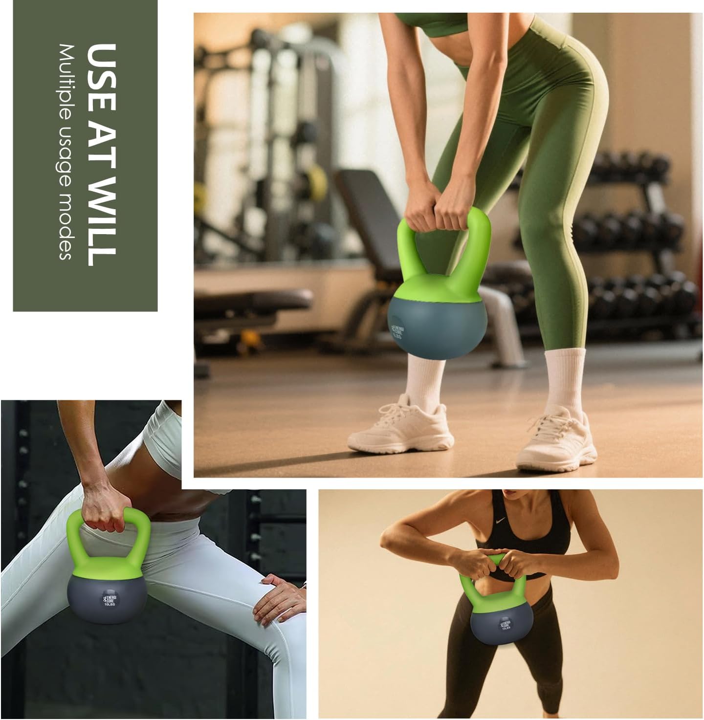 ENERGI CORE Kettlebell - Sand Filled Weight for Home Gym Workouts & Strength Training - Portable Exercise Kettle Bell for Women & Men