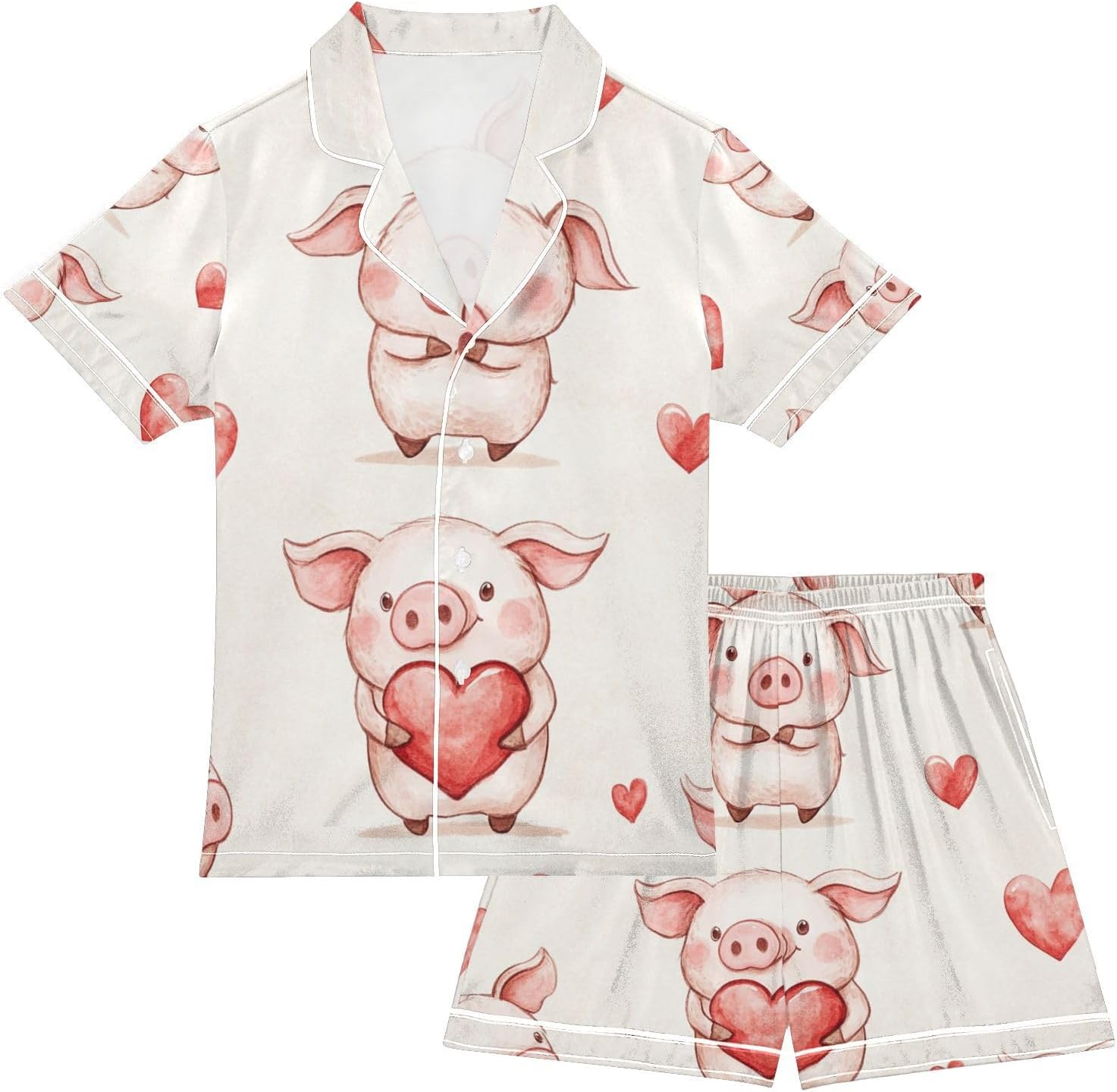 Silk Pajamas Sets Soft Satin 2 Piece Pjs Set Short Sleeve Sleepwear Nightwear