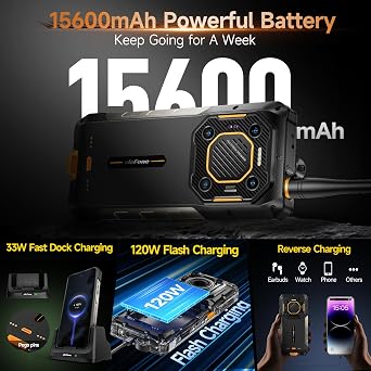 Ulefone Armor 26 Ultra WT 5G Rugged Phone, MTK Dimensity 8020 24GB+512GB, 200MP Quad Camera, 15600mAh(120W), 33W Dock Charging, 121dB Speaker, 6.78 FHD+ Corning Gorilla Screen, Android 13