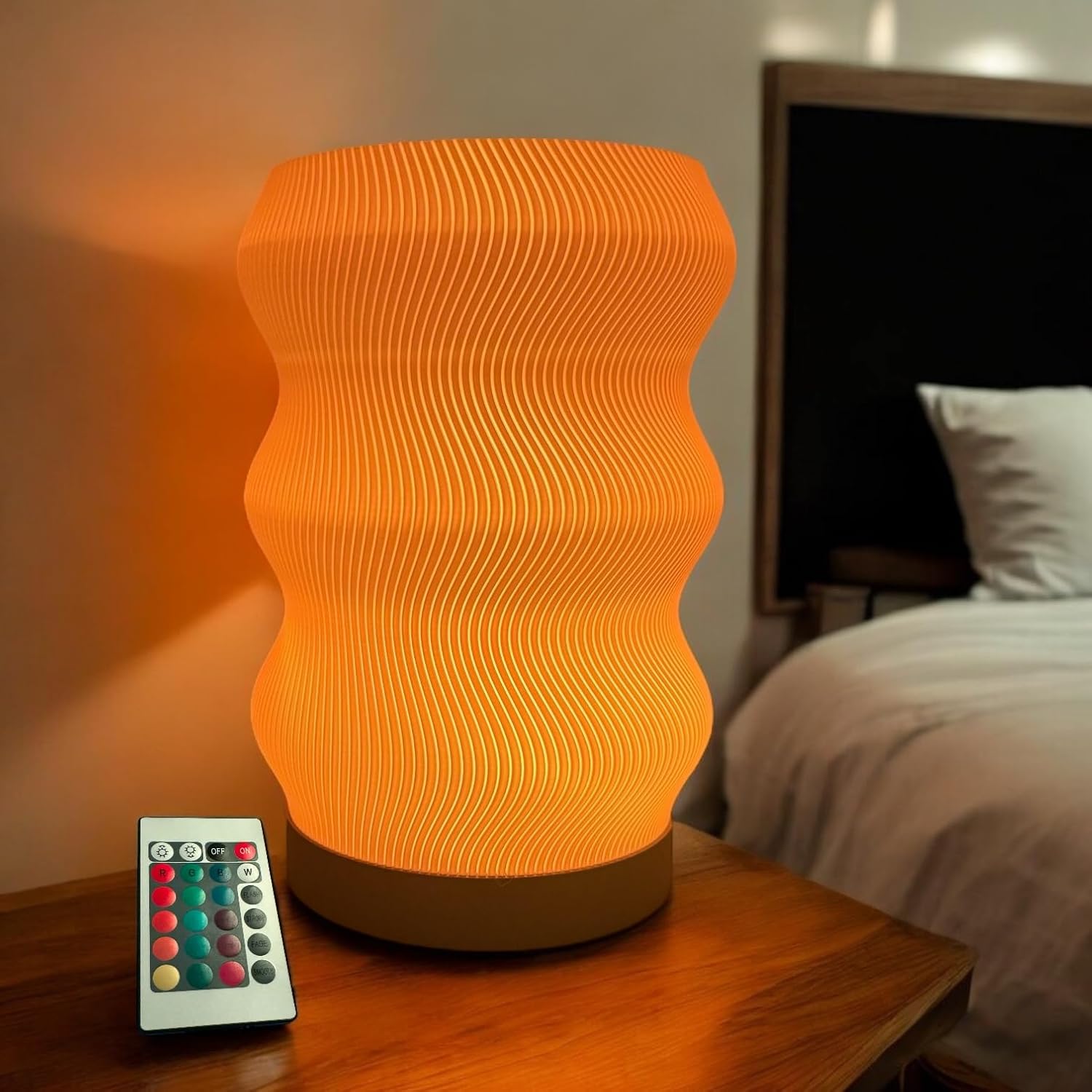 Wave Table Lamp - Modern Bedside Light for Bedroom, Desk, Nightstand, or Office - Mood Lighting Lamp - Eco-Friendly Gift Idea - Unique Home Decor - LED Night Light