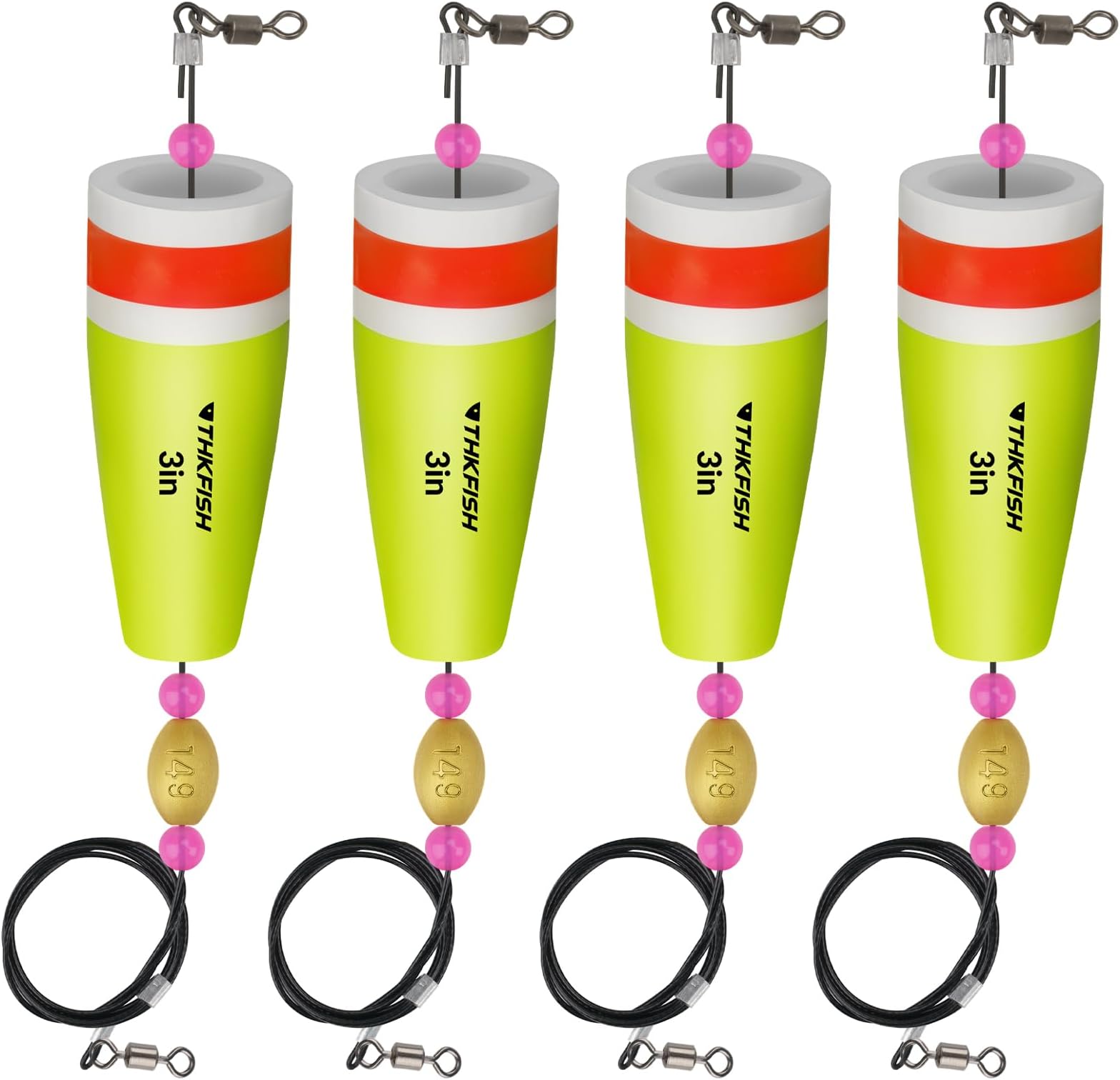 THKFISH Fishing Floats Bobbers Fishing Popping Cork Trout Float Rig Weighted Popping Floats Cork Trout Floats for Fishing Saltwater 4PCS