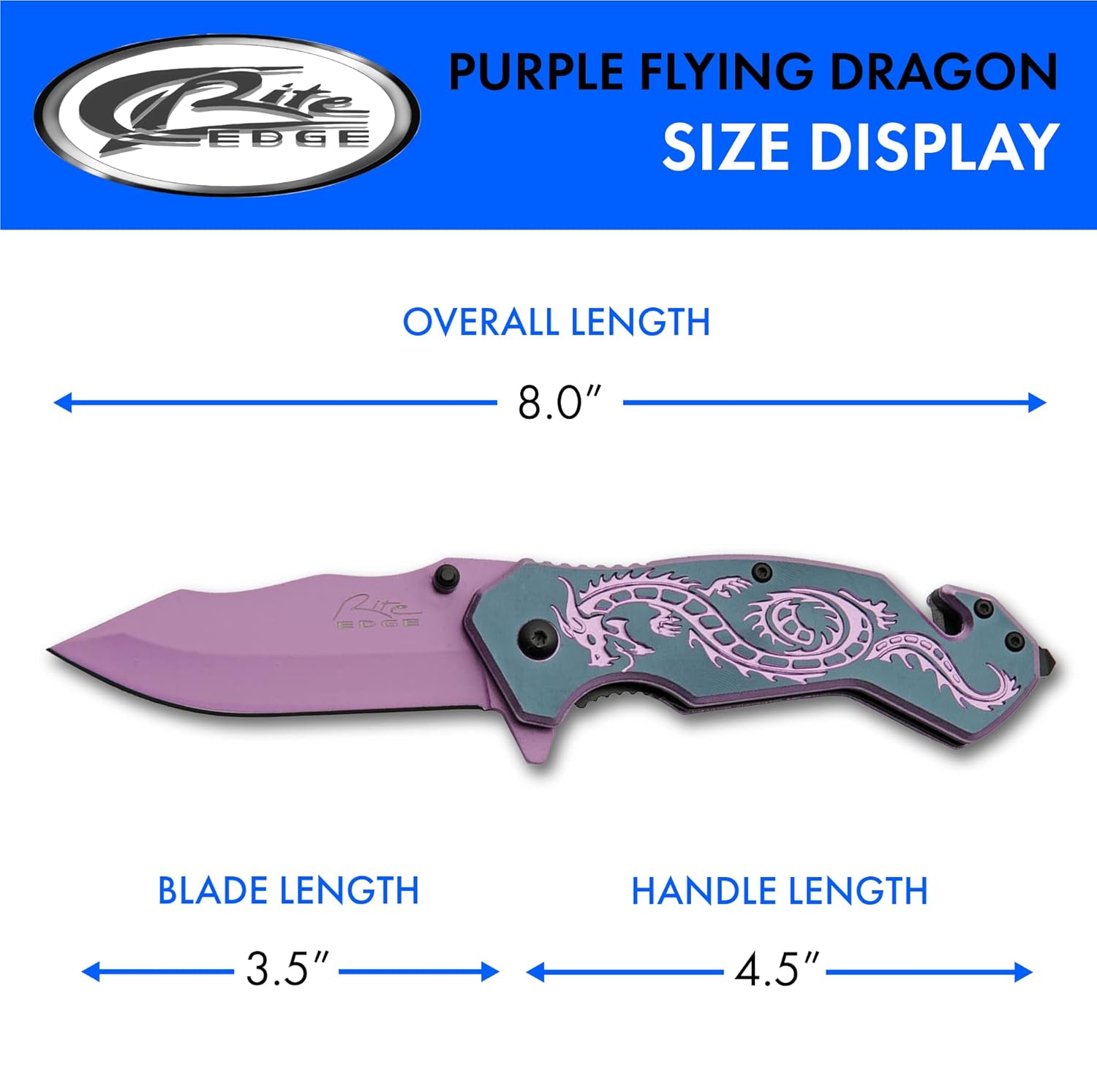 SZCO 7.75" Flying Dragon Assisted Open Rescue Utility Folding Knife (Purple)