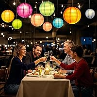 Vista 6 de 30 luces LED de fiesta con pilas, iluminación de temporada para globos, linternas de papel, impermeables, color blanco cálido